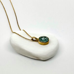 Delicate Oval Shaped Aquamarine Gold Plated Necklace