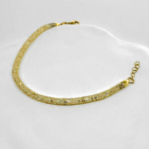 Exquisite Hand Made Mesh Gold Plated Bracelet With Crystals