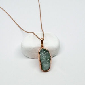 Unique Natural Aquamarine Rose Gold Plated Necklace